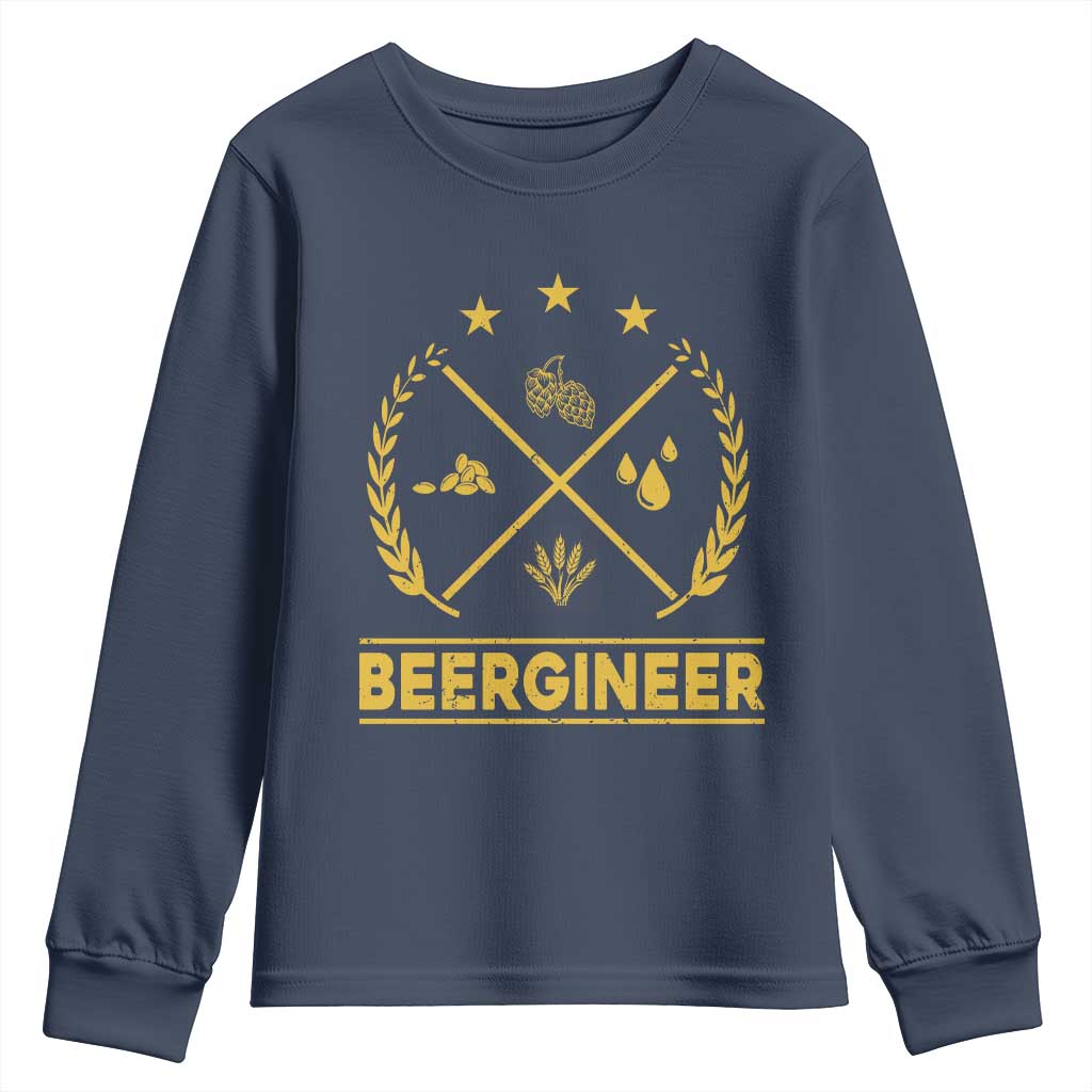 Funny Beergineer Youth Sweatshirt Homebrew Craft Beer Drinking Lover TS11 Navy Print Your Wear