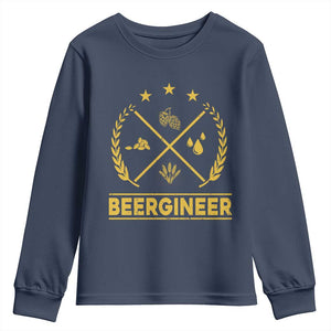 Funny Beergineer Youth Sweatshirt Homebrew Craft Beer Drinking Lover TS11 Navy Print Your Wear