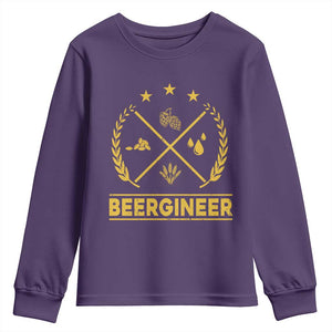 Funny Beergineer Youth Sweatshirt Homebrew Craft Beer Drinking Lover TS11 Purple Print Your Wear