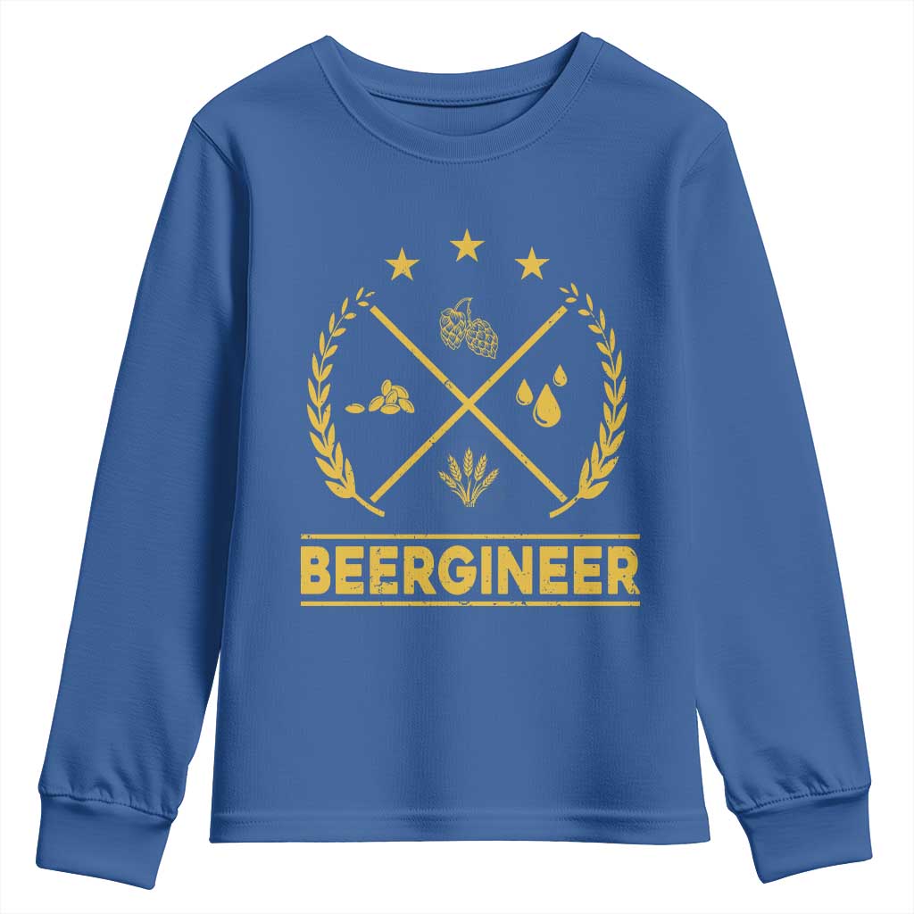 Funny Beergineer Youth Sweatshirt Homebrew Craft Beer Drinking Lover TS11 Royal Blue Print Your Wear
