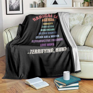 Big Scary Radical Left Agenda Throw Blanket Funny Social Justice Activist
