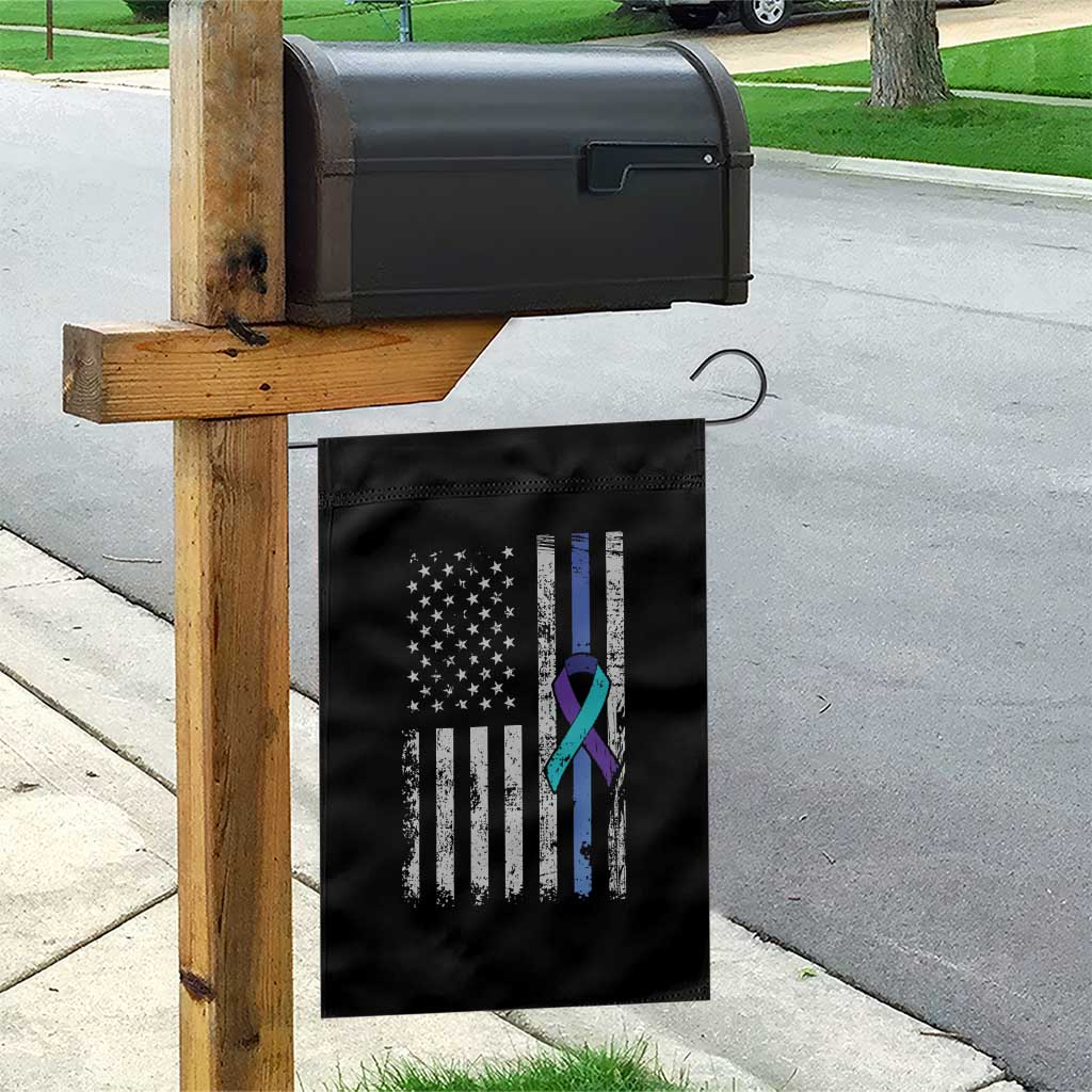 Police Suicide Prevention Awareness American Flag Ribbon Support Garden Flag