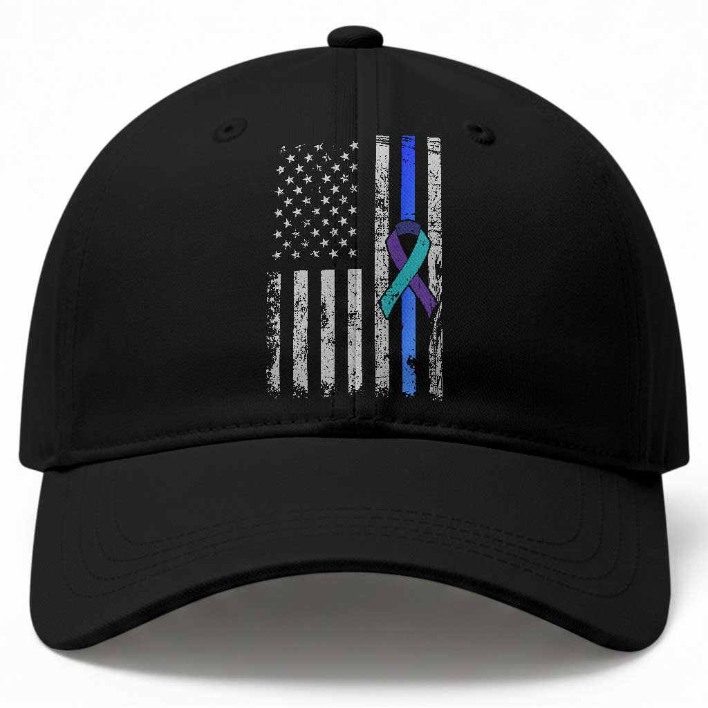 Police Suicide Prevention Awareness American Flag Ribbon Support Baseball Cap TS11 Print Your Wear