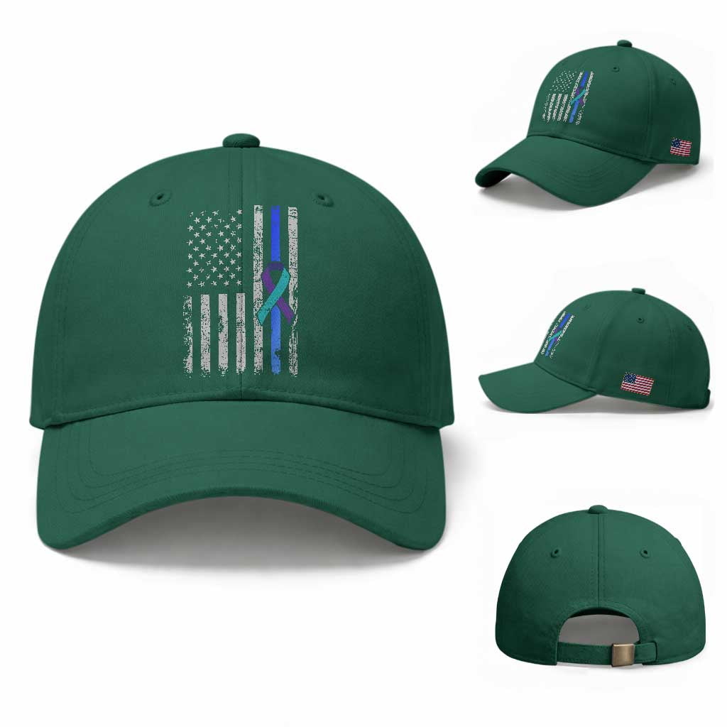 Police Suicide Prevention Awareness American Flag Ribbon Support Baseball Cap