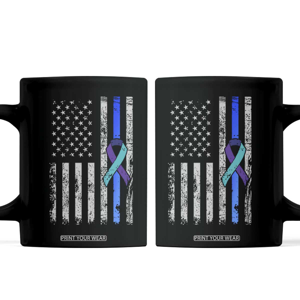 Police Suicide Prevention Awareness American Flag Ribbon Support Coffee Mug
