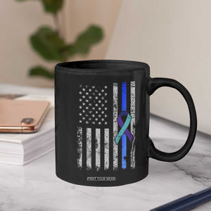 Police Suicide Prevention Awareness American Flag Ribbon Support Coffee Mug