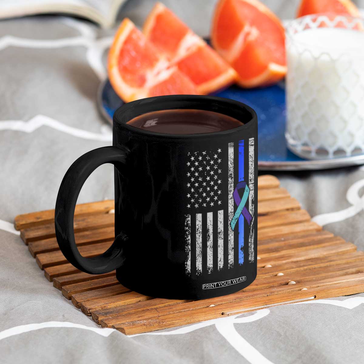 Police Suicide Prevention Awareness American Flag Ribbon Support Coffee Mug