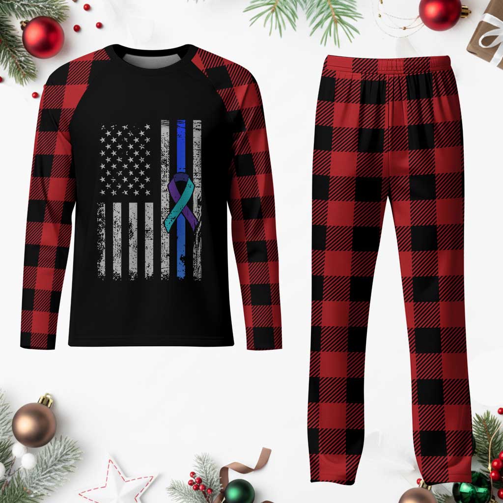 Police Suicide Prevention Awareness American Flag Ribbon Support Plaid Pajama Set TS11 Buffalo Plaid Print Your Wear
