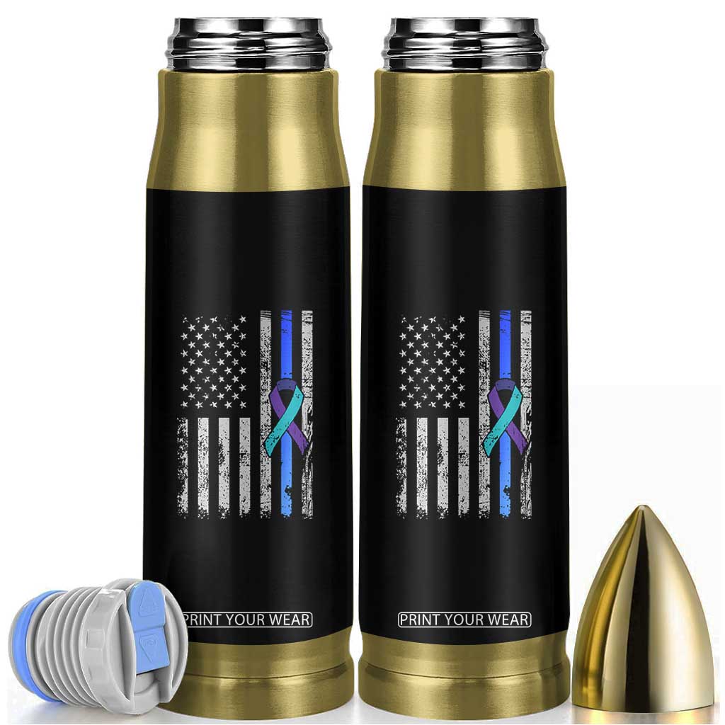 Police Suicide Prevention Awareness American Flag Ribbon Support Bullet Tumbler TS11 Black Print Your Wear