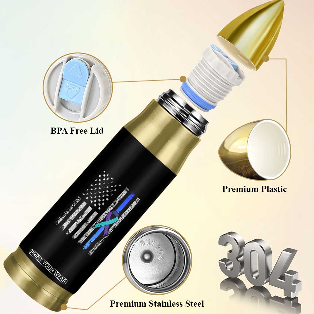 Police Suicide Prevention Awareness American Flag Ribbon Support Bullet Tumbler