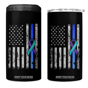 Police Suicide Prevention Awareness American Flag Ribbon Support 4 in 1 Can Cooler Tumbler