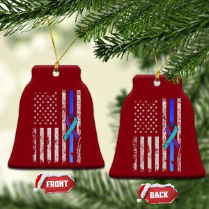 Police Suicide Prevention Awareness American Flag Ribbon Support Ceramic Ornament