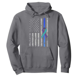 Police Suicide Prevention Awareness American Flag Ribbon Support Hoodie