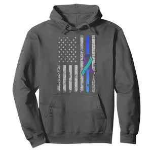 Police Suicide Prevention Awareness American Flag Ribbon Support Hoodie