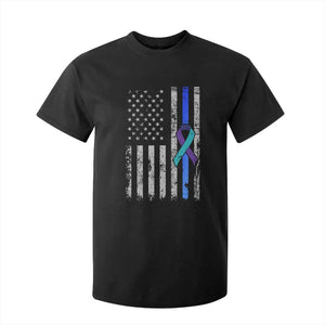 Police Suicide Prevention Awareness American Flag Ribbon Support T Shirt For Kid