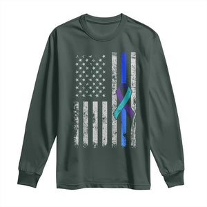Police Suicide Prevention Awareness American Flag Ribbon Support Long Sleeve Shirt