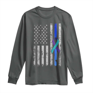 Police Suicide Prevention Awareness American Flag Ribbon Support Long Sleeve Shirt