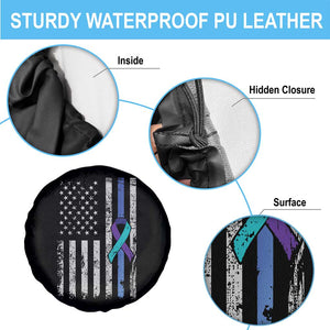 Police Suicide Prevention Awareness American Flag Ribbon Support Spare Tire Cover