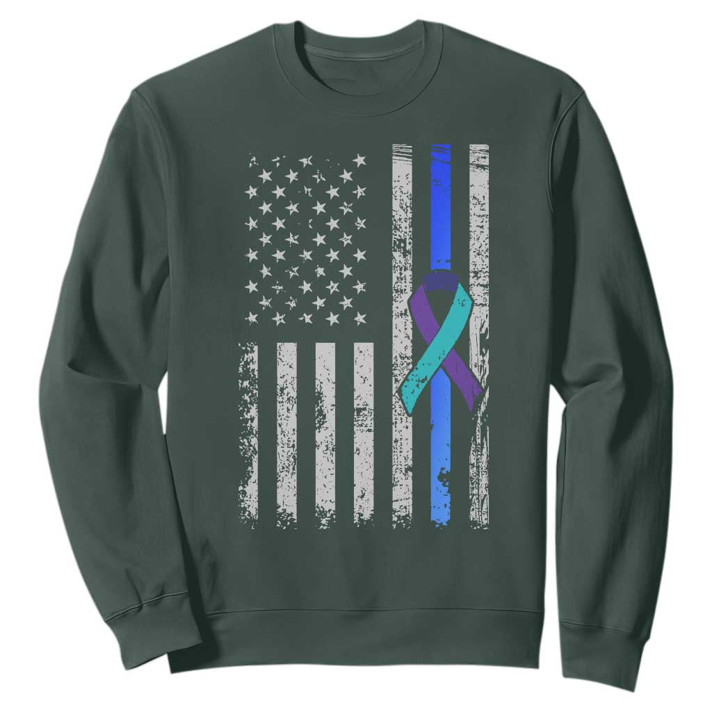 Police Suicide Prevention Awareness American Flag Ribbon Support Sweatshirt