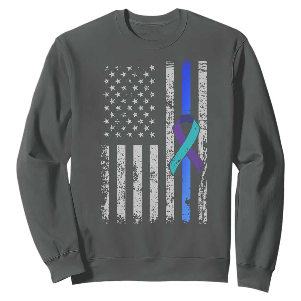 Police Suicide Prevention Awareness American Flag Ribbon Support Sweatshirt