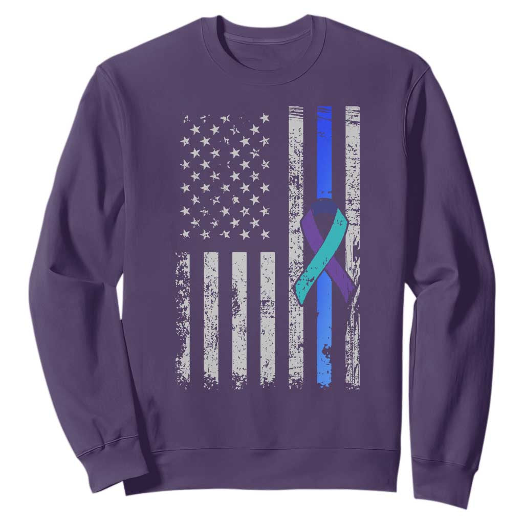 Police Suicide Prevention Awareness American Flag Ribbon Support Sweatshirt