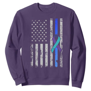 Police Suicide Prevention Awareness American Flag Ribbon Support Sweatshirt