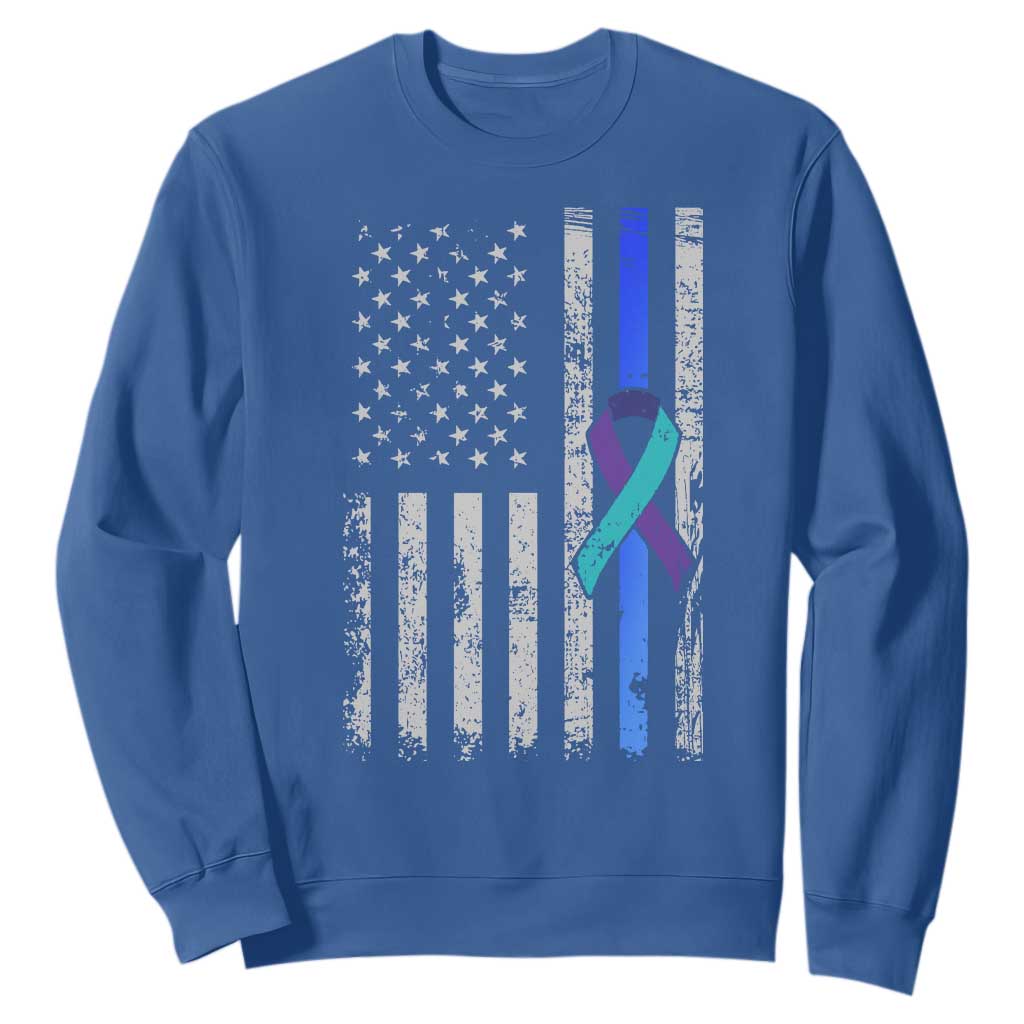 Police Suicide Prevention Awareness American Flag Ribbon Support Sweatshirt