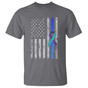 Police Suicide Prevention Awareness American Flag Ribbon Support T Shirt