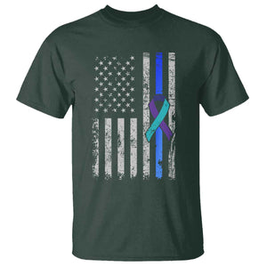 Police Suicide Prevention Awareness American Flag Ribbon Support T Shirt