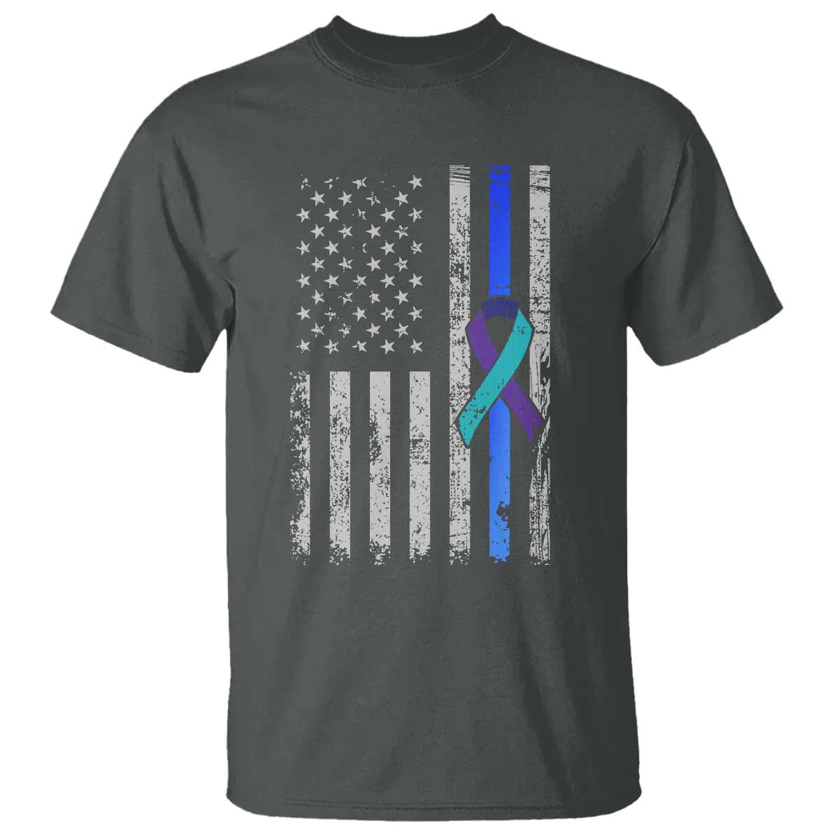 Police Suicide Prevention Awareness American Flag Ribbon Support T Shirt
