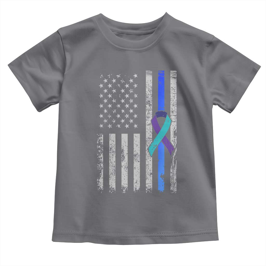 Police Suicide Prevention Awareness American Flag Ribbon Support Toddler T Shirt
