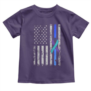 Police Suicide Prevention Awareness American Flag Ribbon Support Toddler T Shirt