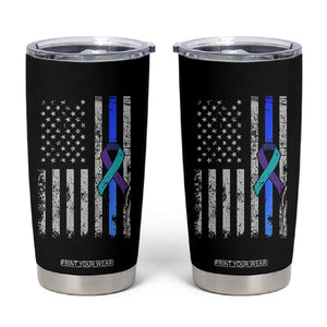 Police Suicide Prevention Awareness American Flag Ribbon Support Tumbler Cup