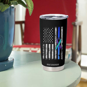 Police Suicide Prevention Awareness American Flag Ribbon Support Tumbler Cup
