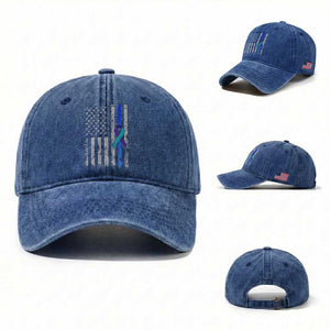 Police Suicide Prevention Awareness American Flag Ribbon Support Washed Cotton Baseball Cap