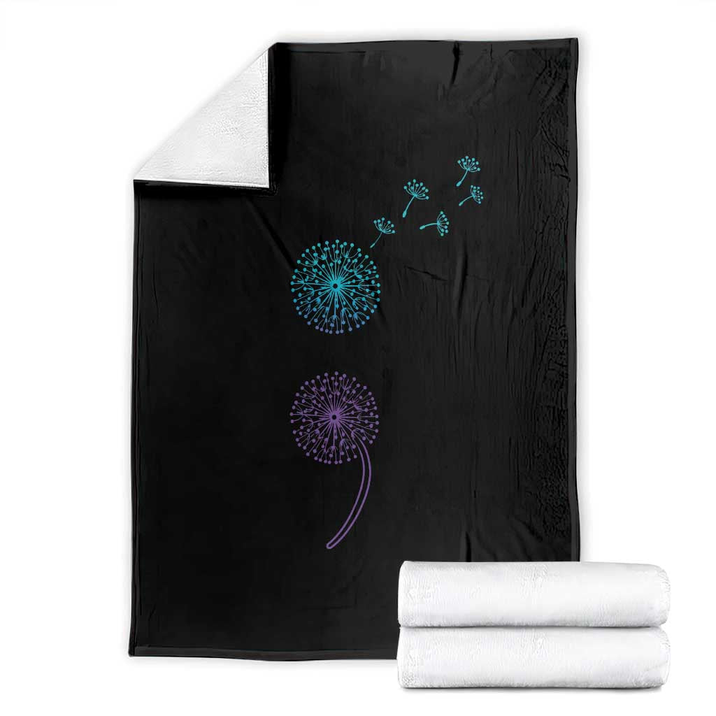 Semicolon Suicide Prevention Awareness Dandelion Graphic Throw Blanket