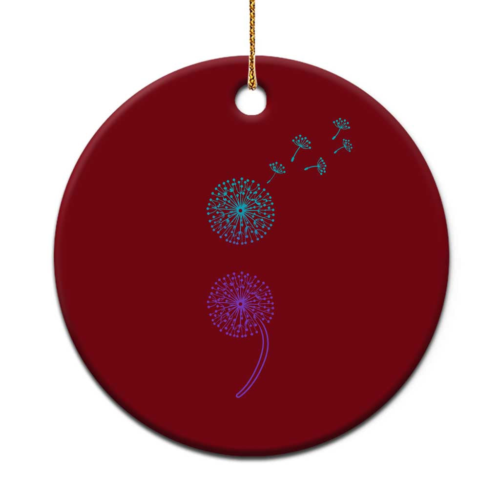 Semicolon Suicide Prevention Awareness Dandelion Graphic Ceramic Ornament