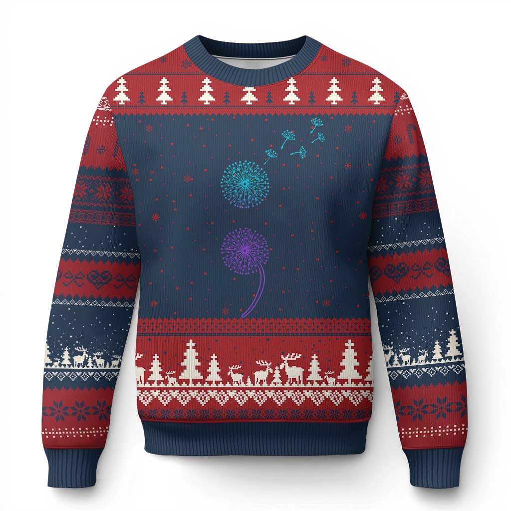 Semicolon Suicide Prevention Awareness Dandelion Graphic Ugly Christmas Sweater