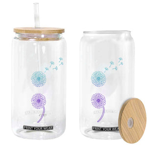 Semicolon Suicide Prevention Awareness Dandelion Graphic Glass Can