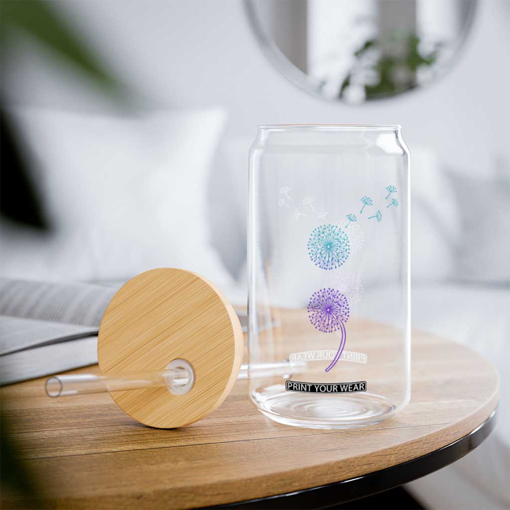 Semicolon Suicide Prevention Awareness Dandelion Graphic Glass Can