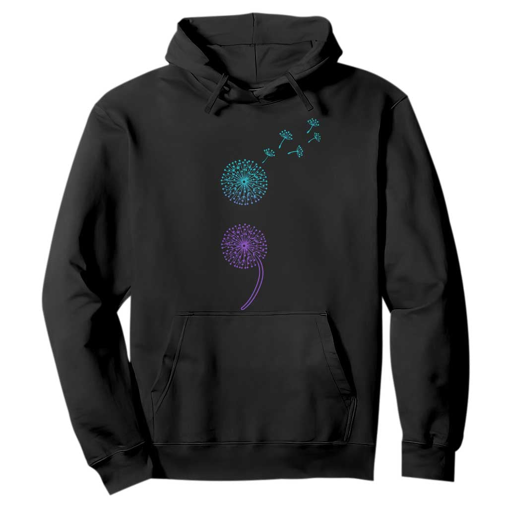 Semicolon Suicide Prevention Awareness Dandelion Graphic Hoodie