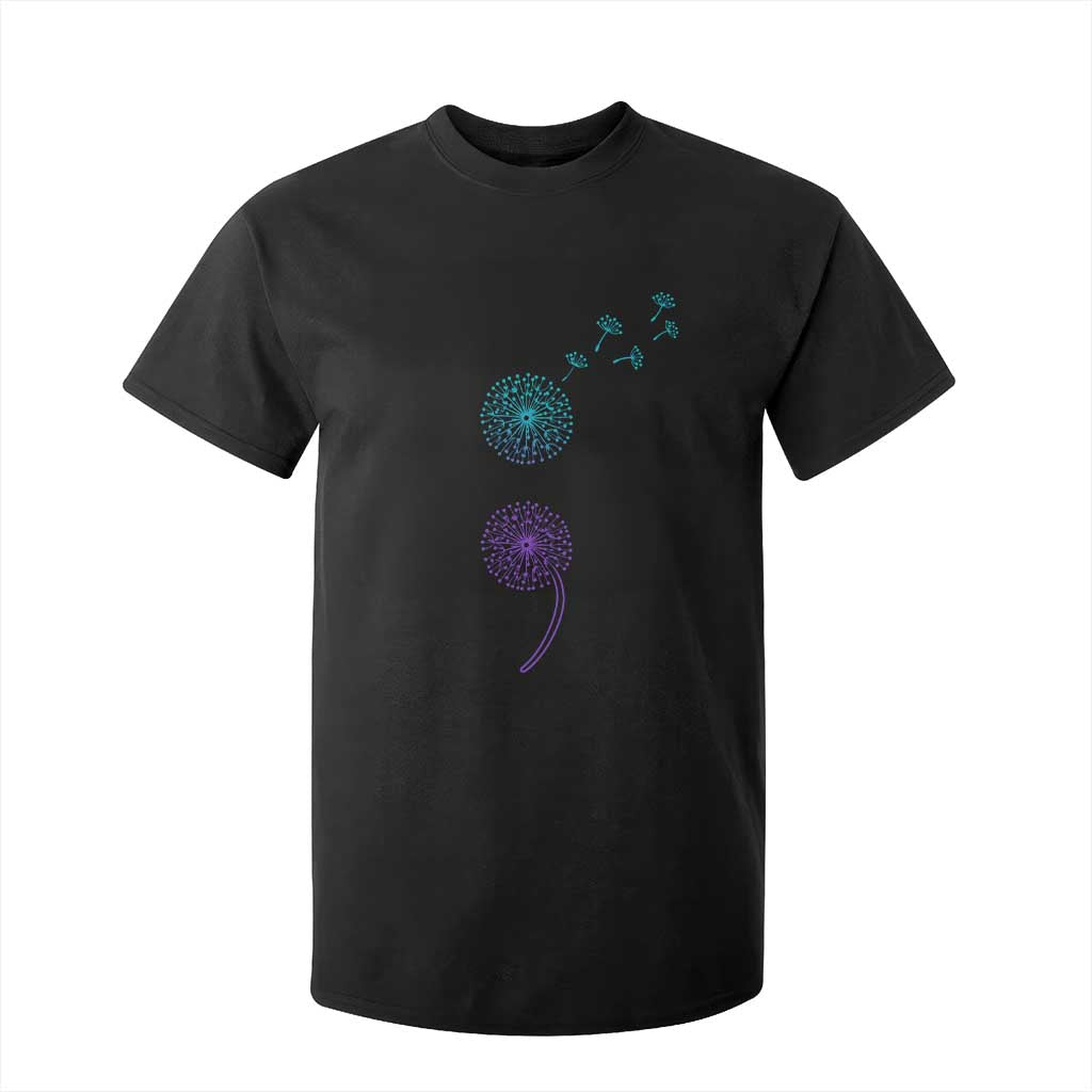 Semicolon Suicide Prevention Awareness Dandelion Graphic T Shirt For Kid