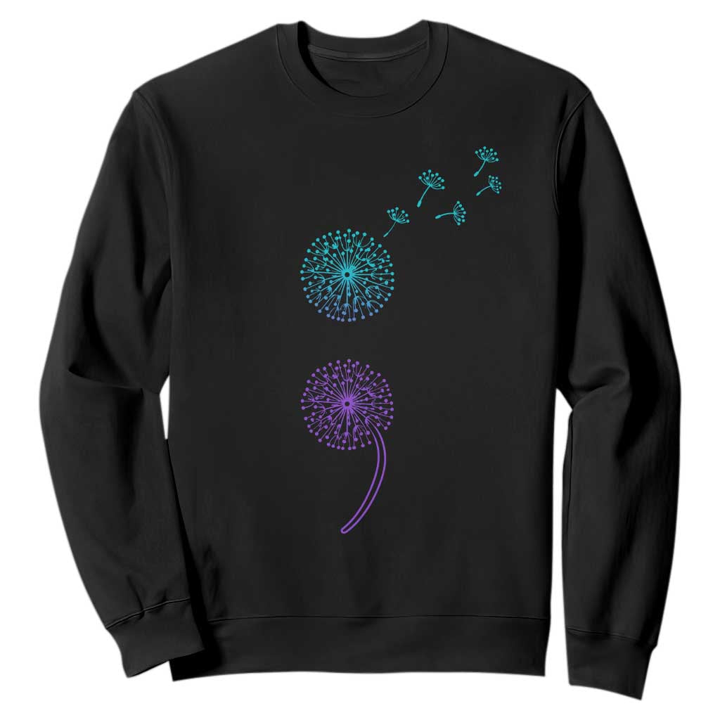 Semicolon Suicide Prevention Awareness Dandelion Graphic Sweatshirt