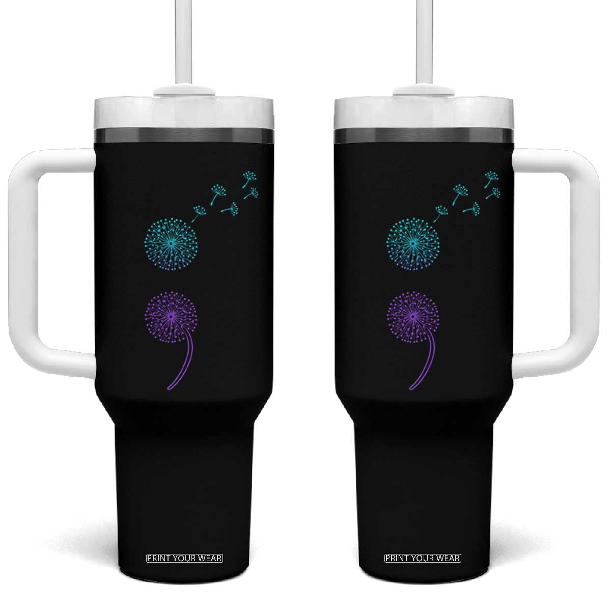 Semicolon Suicide Prevention Awareness Dandelion Graphic Tumbler With Handle