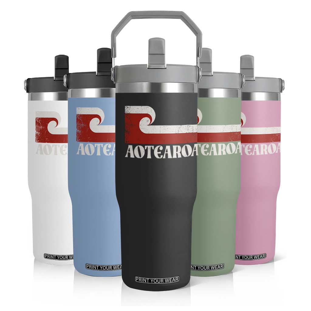 Aotearoa New Zealand Vintage Maori Flag Tino Rangatiratanga Flip Straw Tumbler TS11 Print Your Wear