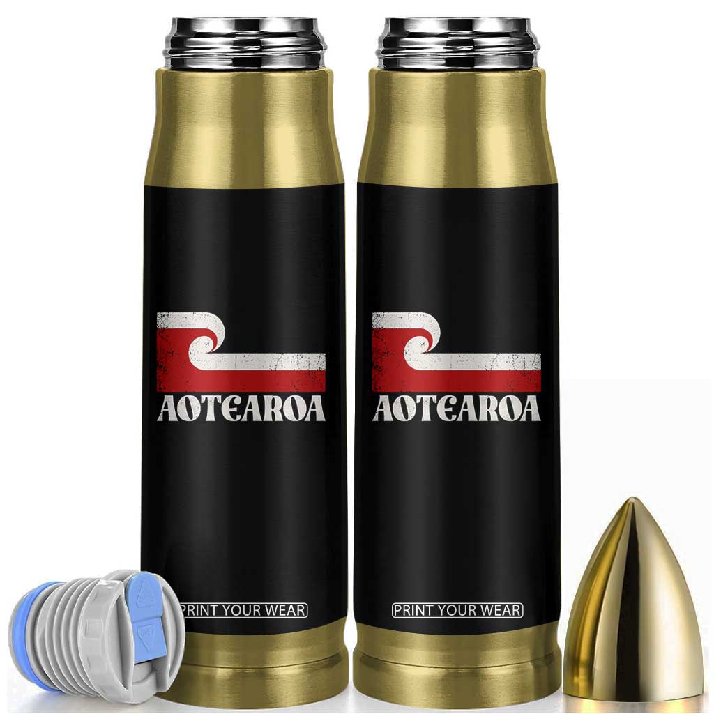 Aotearoa New Zealand Vintage Maori Flag Tino Rangatiratanga Bullet Tumbler TS11 Black Print Your Wear