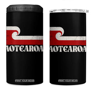 Aotearoa New Zealand Vintage Maori Flag Tino Rangatiratanga 4 in 1 Can Cooler Tumbler TS11 One Size: 16 oz Black Print Your Wear