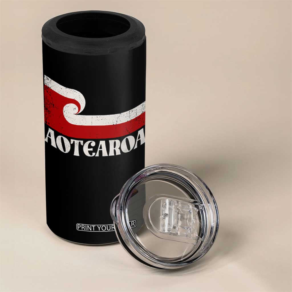 Aotearoa New Zealand Vintage Maori Flag Tino Rangatiratanga 4 in 1 Can Cooler Tumbler TS11 Print Your Wear