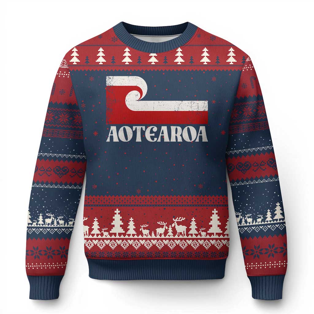 Aotearoa New Zealand Vintage Maori Flag Tino Rangatiratanga Ugly Christmas Sweater