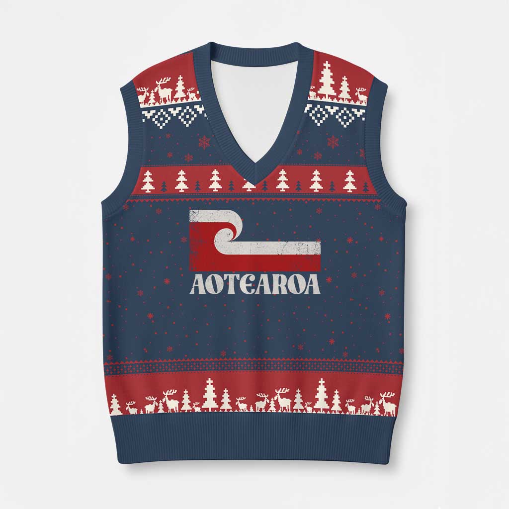 Aotearoa New Zealand Vintage Maori Flag Tino Rangatiratanga V-Neck Knit Sweater Vest